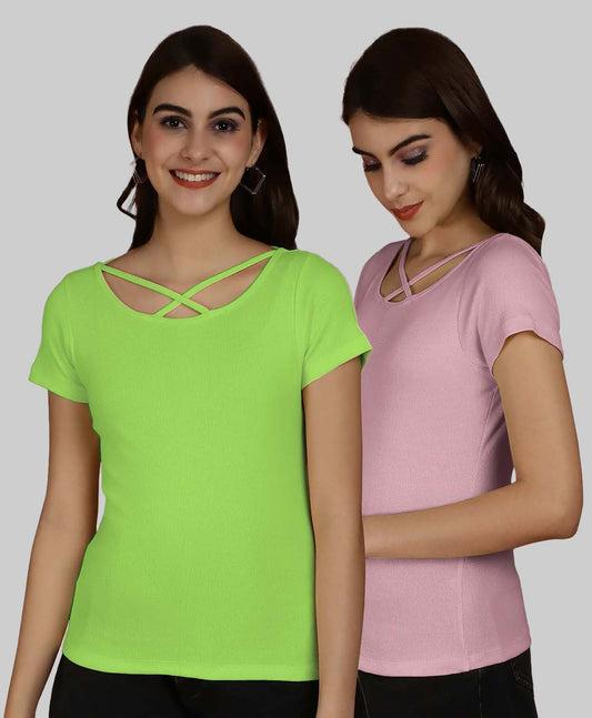 friskers pack of 2 solid x-line neck top