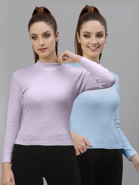 friskers purple & blue cotton full sleeves top - pack of 2