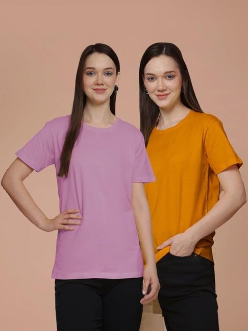 friskers purple & mustard cotton t-shirt - pack of 2