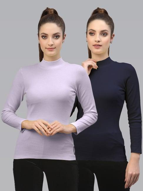 friskers purple & navy cotton full sleeves top - pack of 2