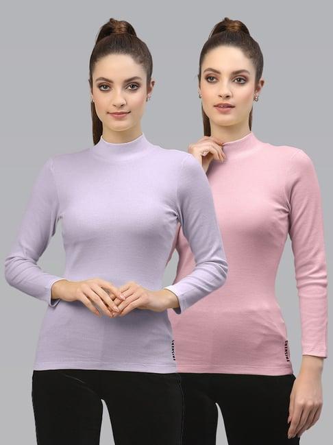 friskers purple & pink cotton full sleeves top - pack of 2