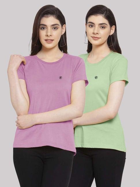 friskers purple & sea green cotton t-shirt - pack of 2