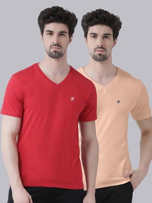 friskers red & coral cotton slim fit t-shirt