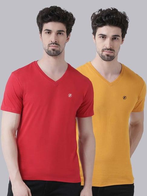 friskers red & mustard cotton slim fit t-shirt