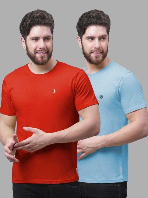 friskers red & turquoise slim fit crew t-shirt - pack of 2