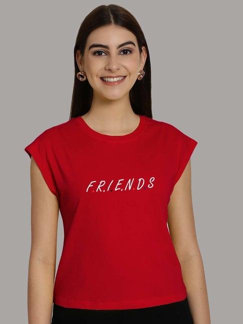 friskers red cotton graphic print top