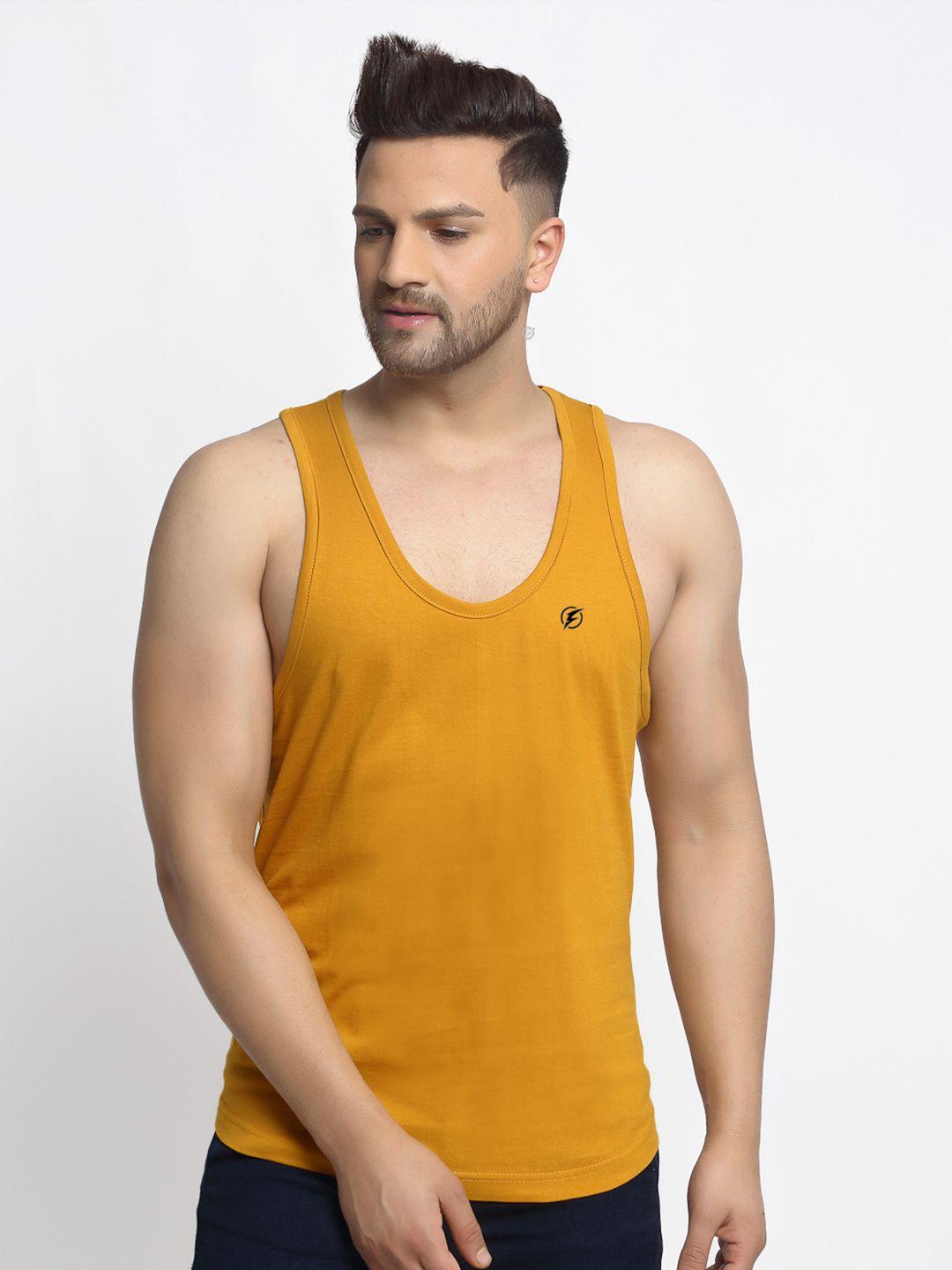 friskers scoop neck pure cotton loose-fit gym innerwear vest