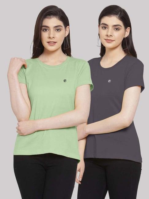 friskers sea green & dark grey cotton t-shirt - pack of 2