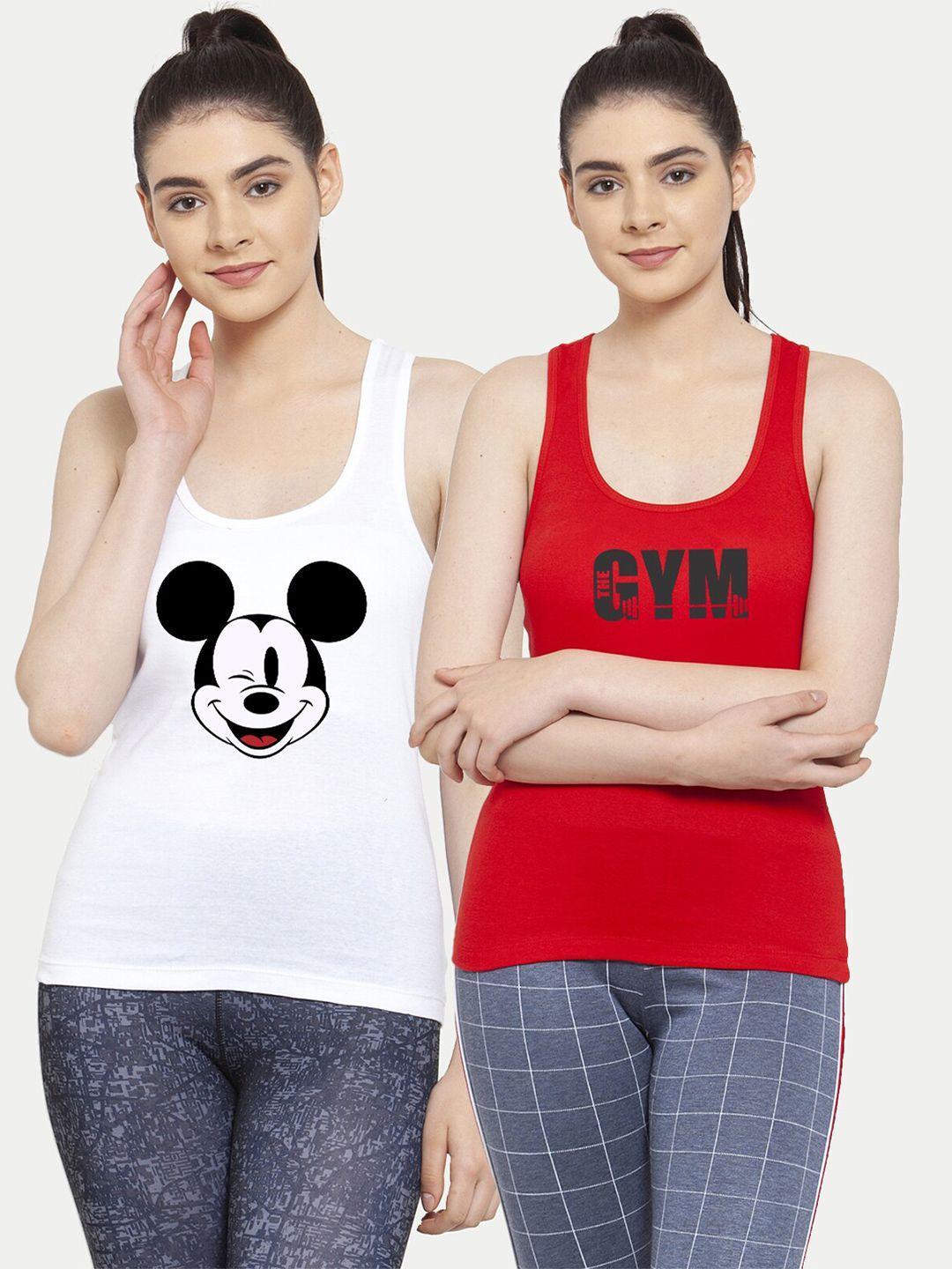 friskers set of 2 white & red mickey mouse featured tank top