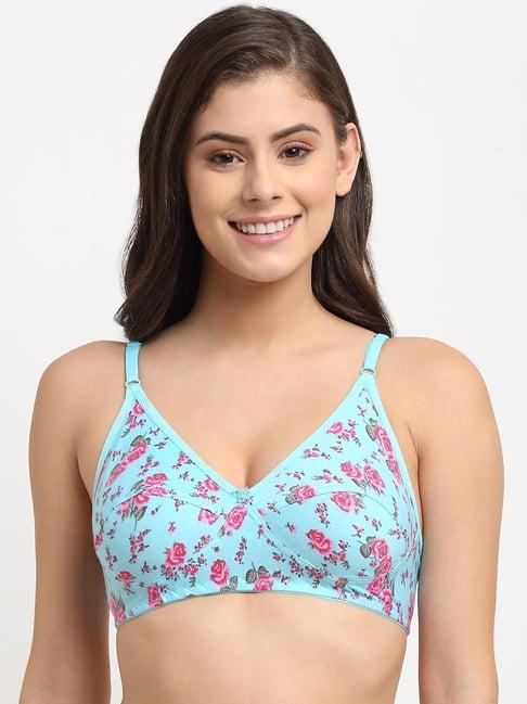 friskers turquoise floral print non-padded bra