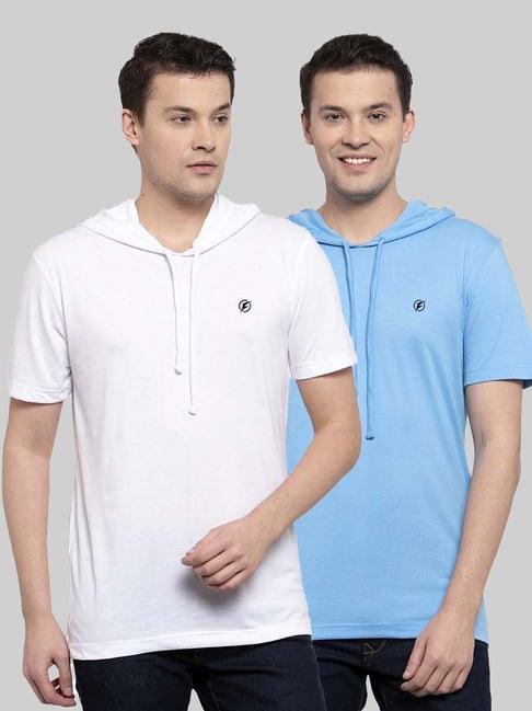 friskers white & light blue slim fit hooded t-shirt - pack of 2