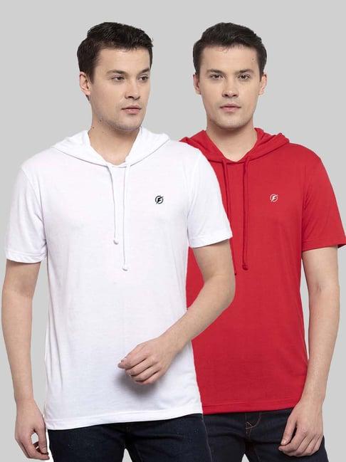 friskers white & red slim fit hooded t-shirt - pack of 2