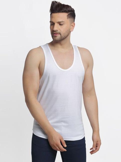 friskers white cotton slim fit vest