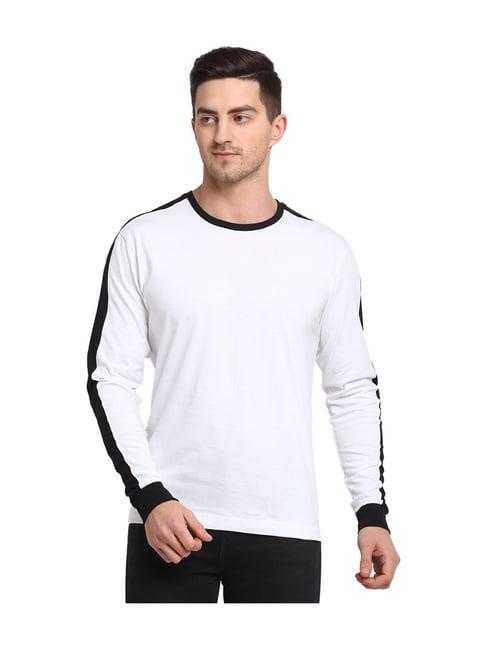 friskers white round neck full sleeves t-shirt