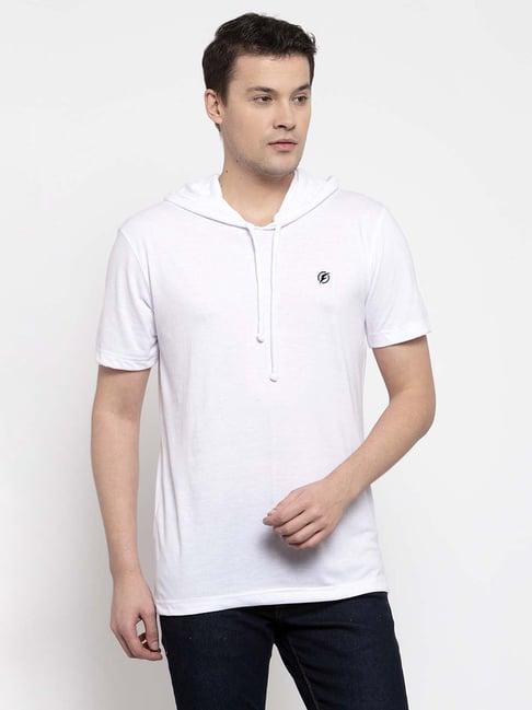 friskers white slim fit hooded t-shirt