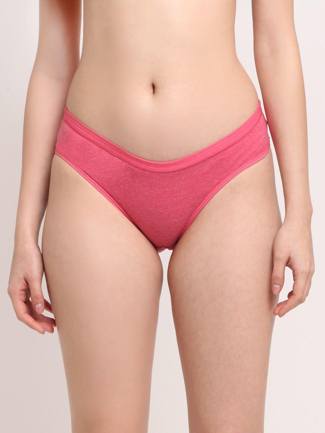 friskers women pink solid basic briefs o-321-07-s