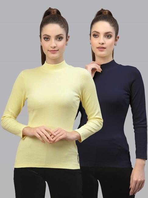 friskers yellow & navy cotton full sleeves top - pack of 2