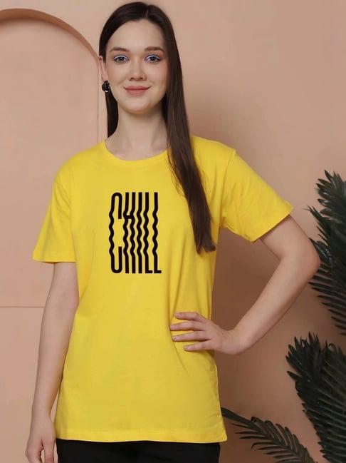 friskers yellow cotton graphic print t-shirt