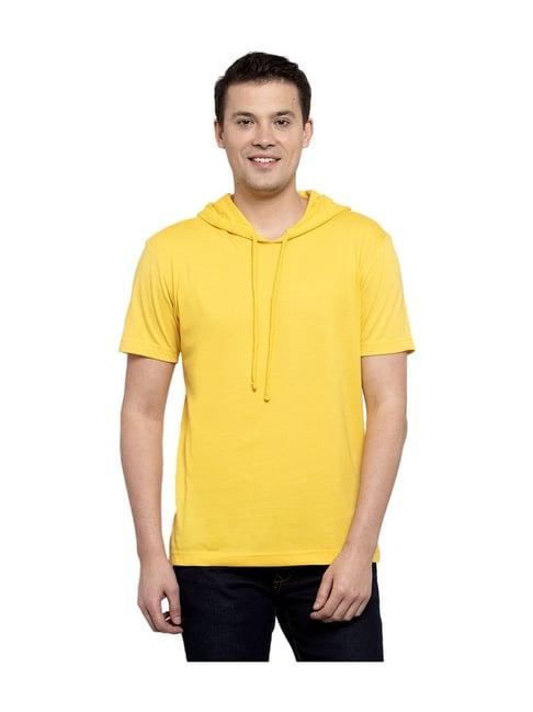 friskers yellow cotton short sleeves hooded t-shirt