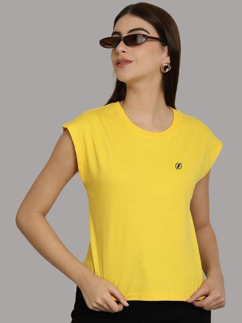 friskers yellow slim fit sports t-shirt
