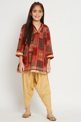 frock style rayon fabric kurti and heram pants - red