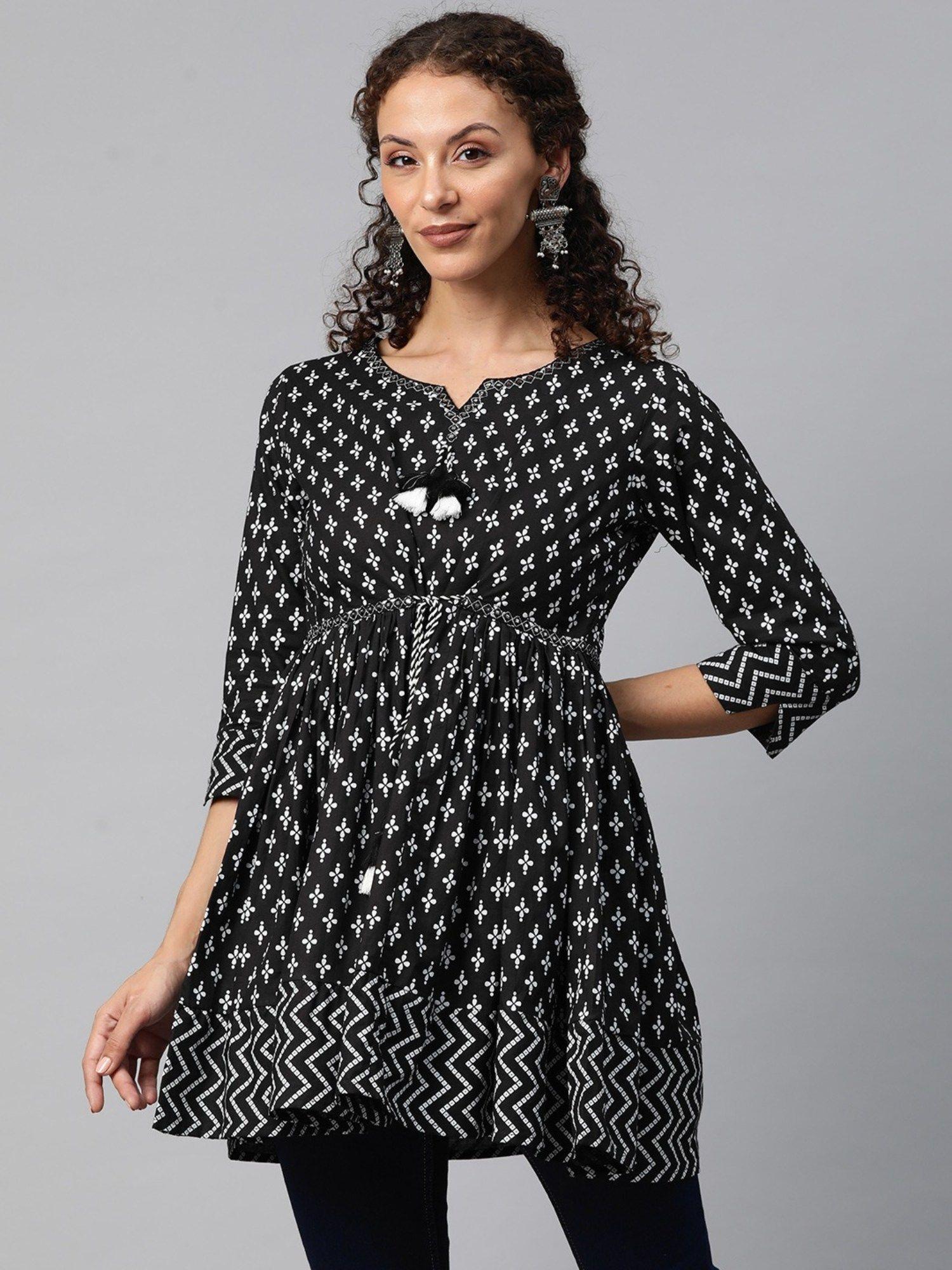 frock style cotton fabric black colour kurti