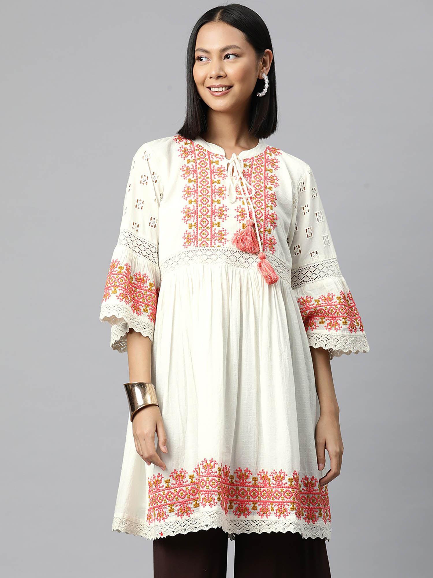 frock style cotton white color kurta