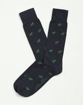 frog pattern mid-calf length socks