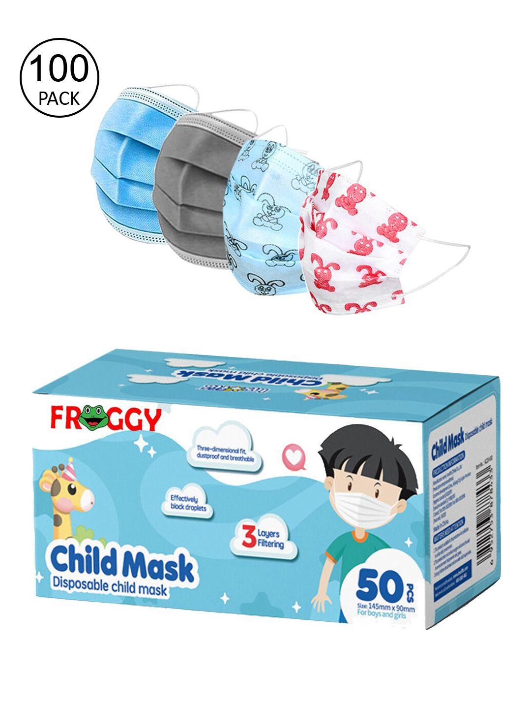 froggy kids set of 100 anti-pollution disposable masks