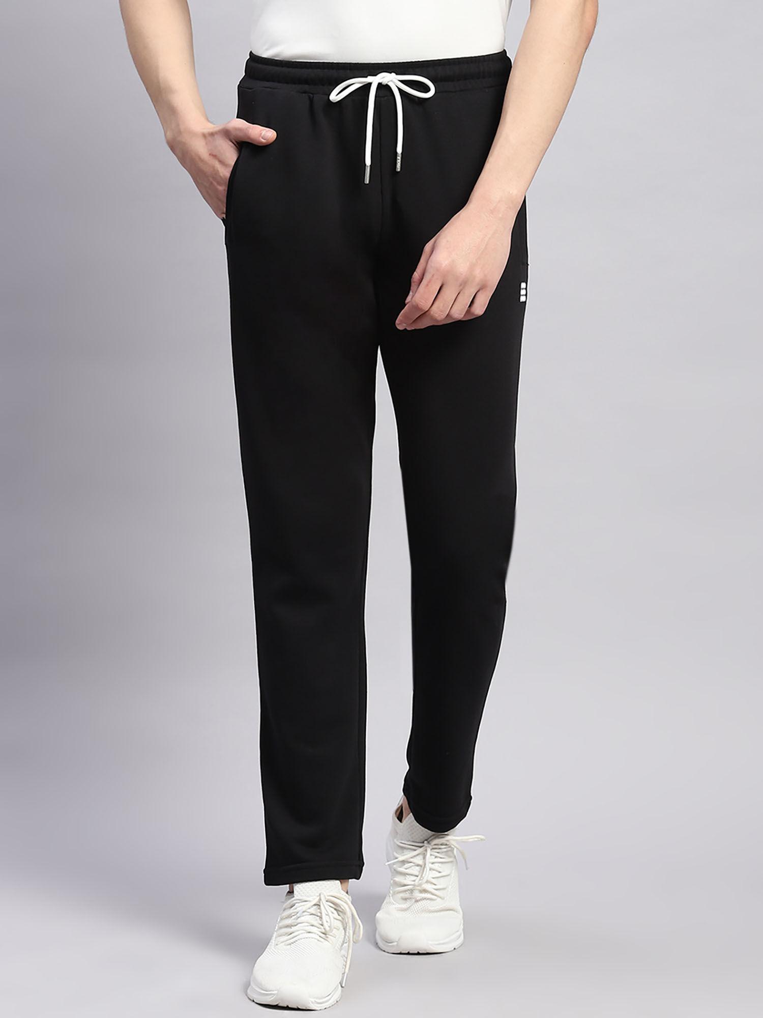from house of mens black solid cotton blend trackpant
