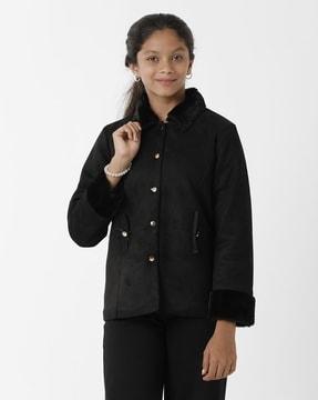 front-button jacket with insert pockets
