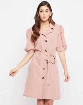 front-button belted coat