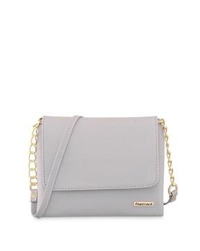 front-flap sling bag with metallic detail