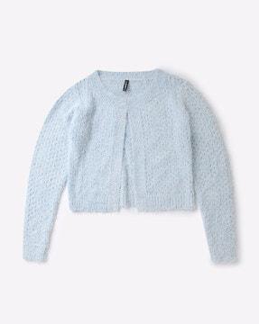 front-open lurex knitted cardigan