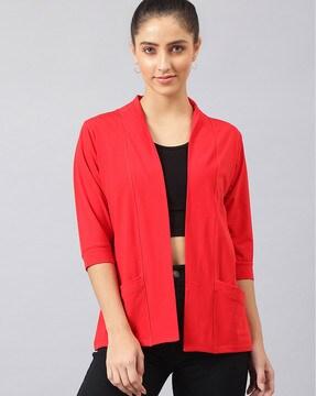 front-open shrug with patch pockets