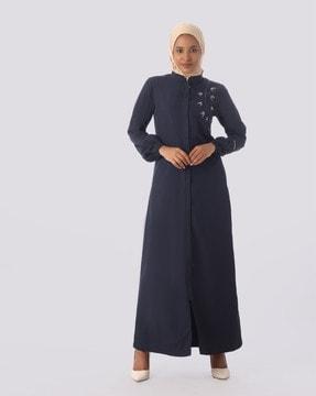 front-open abaya jilbab a-line dress