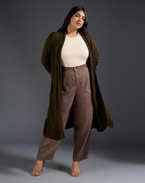 front-open cardigan with ribbed hem