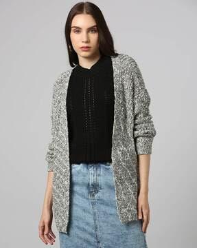 front-open drop shoulder sleeves cardigan