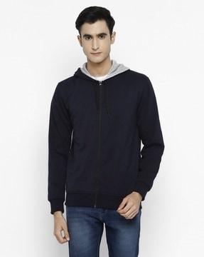 front-open hoodie with chain accent