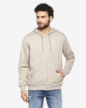 front-open hoodie with chain accent