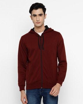 front-open hoodie with chain accent