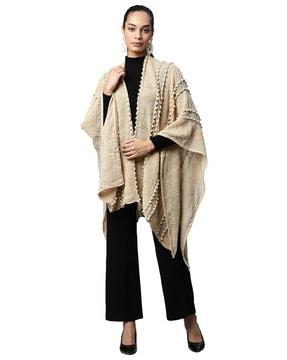 front open knitted long cape