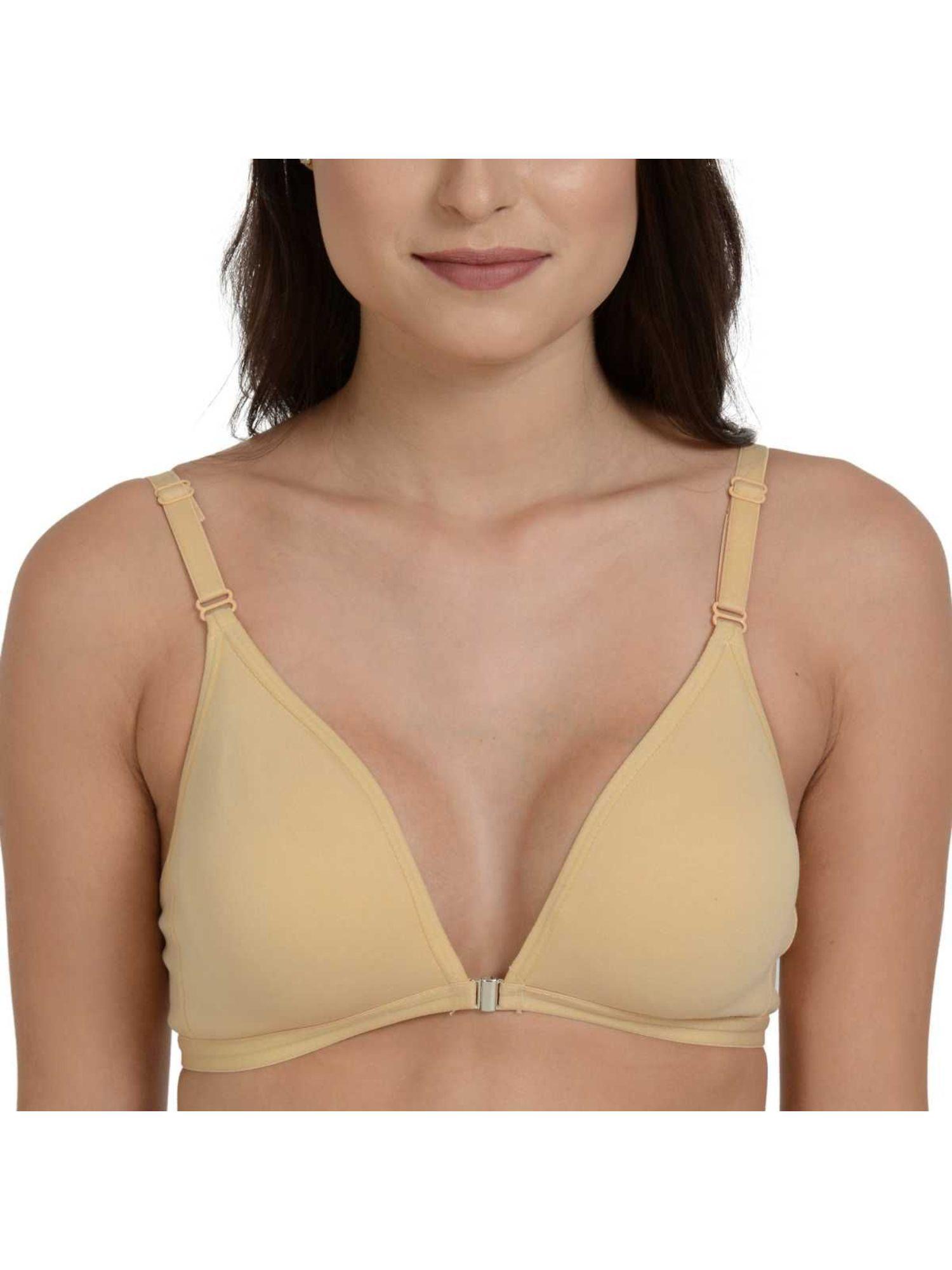 front open plunge bra - nude