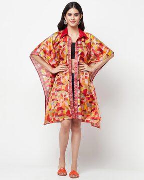 front-open printed shrug