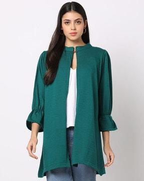 front open shrug with blouson sleeves