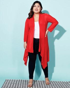 front-open shrug with frill accent