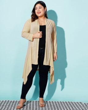 front-open shrug with frill accent