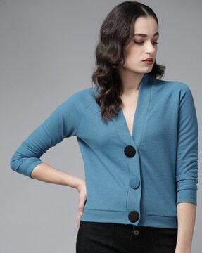 front-open v-neck cardigan