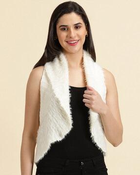 front-open woolen shrug