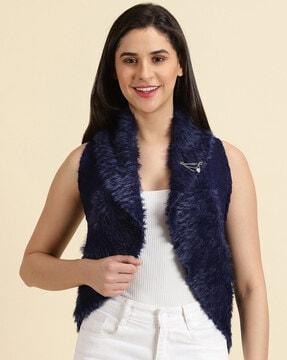 front-open woolen shrug